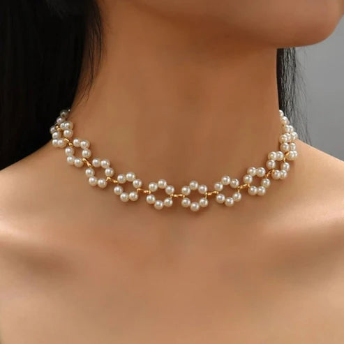 Ins Pearl Flower Necklace for Women - Clavicle Chain Jewelry Accessories